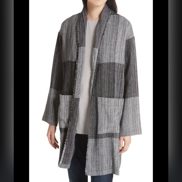 Eileen Fisher 
Color-Block Shawl Collar Lagenlook Jacket One Size $258 - Picture 4 of 7
